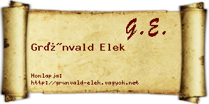 Grünvald Elek névjegykártya